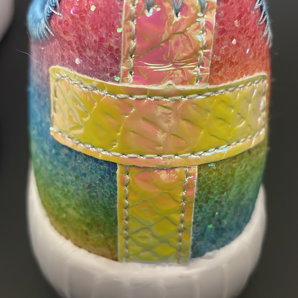 Girls Size 1 light weight fashion rainbow ombré glitter sneaker - Picture 7 of 8